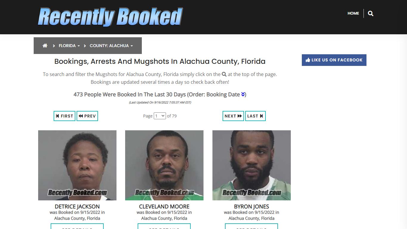 Recent bookings, Arrests, Mugshots in Alachua County, Florida